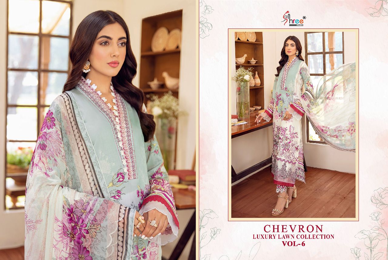 Shree Chevron Luxury Lawn 6 Fancy casual Wear Pakistani Salwar Suits Collection